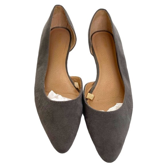 Mossimo Womens D' Orsay Grey Suede Open Side Almond Toe Ballet Flat Size 9 1/2M - Picture 1 of 6